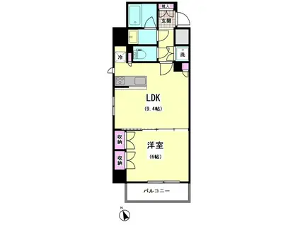 エスティメゾン大井仙台坂(1LDK/3階)の間取り写真