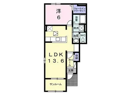 シャルム A(1LDK/1階)の間取り写真