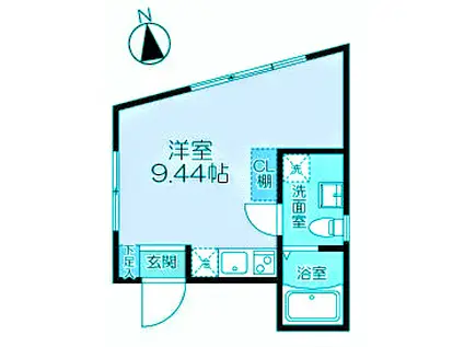 カーサブランシェ武蔵小山(ワンルーム/2階)の間取り写真