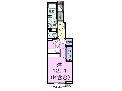 ベル フルール(ワンルーム/1階)の間取り写真
