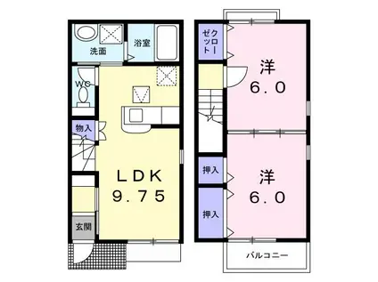 カーサ・マグノリア(2DK/1階)の間取り写真