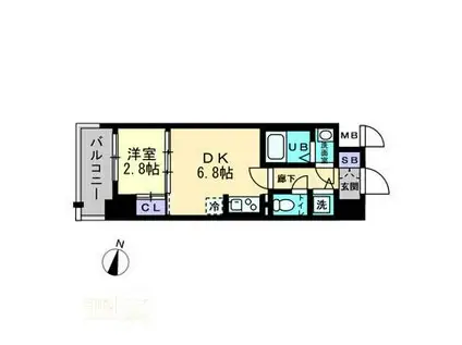 ミラージュパークフロント(1DK/9階)の間取り写真