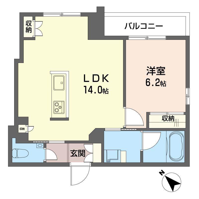 アトリエール西新宿(1LDK/2階)の間取り写真