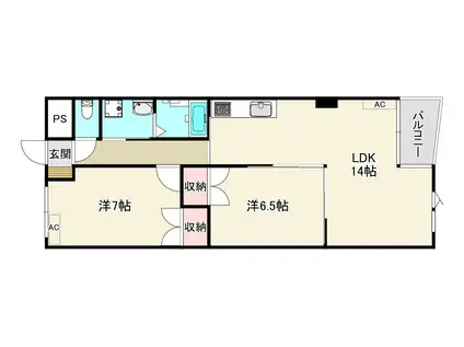 K`Sガーデン神明(2LDK/1階)の間取り写真