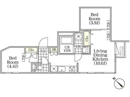 ブリックレジデンス目黒本町(2LDK/4階)の間取り写真