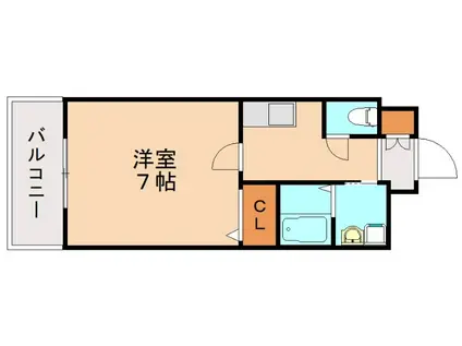   グレイスフル到津(1K/3階)の間取り写真