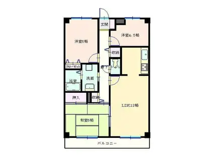 ユーネット所沢(3LDK/1階)の間取り写真