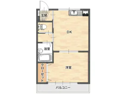 ヴィラージュ駒ヶ根(1LDK/2階)の間取り写真