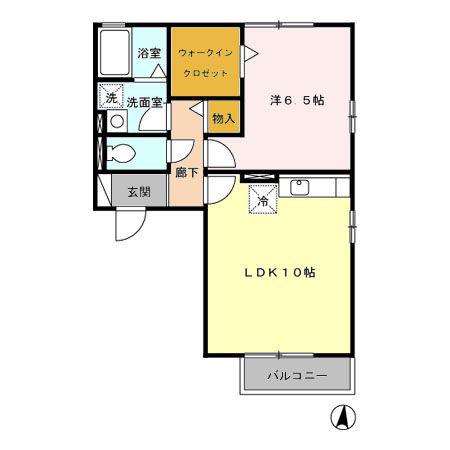 アイ・スリーハイツ(1LDK/2階)の間取り写真