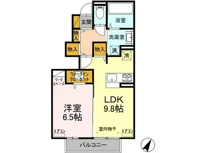 メテオーラ・コッリーナ(1LDK/1階)の間取り写真