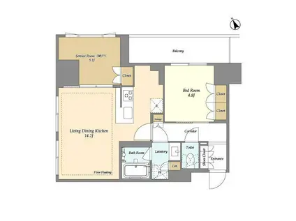 オアーゼ日暮里レジデンス(1SLDK/4階)の間取り写真