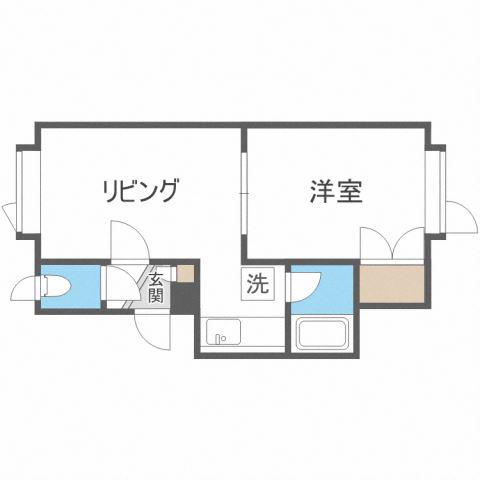 麻生ハイツ(1LDK/1階)の間取り写真