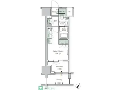 ONE ROOF RESIDENCE TAMACHI(1DK/8階)の間取り写真