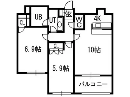 グランカーサ裏参道(2LDK/12階)の間取り写真