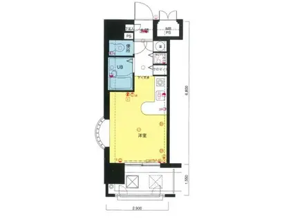 モントーレ天神(ワンルーム/7階)の間取り写真