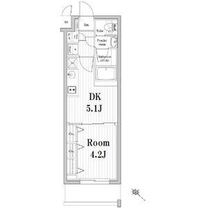 市谷鷹匠町レジデンス(1DK/1階)の間取り写真
