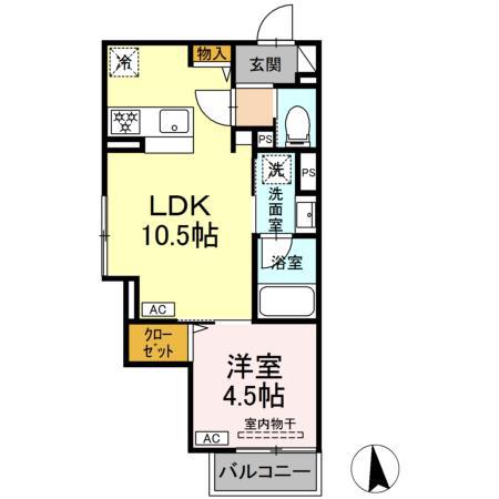 セレスティア青井II(1LDK/3階)の間取り写真