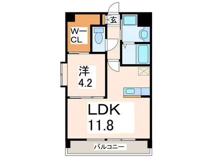 CALMA水前寺(1LDK/5階)の間取り写真