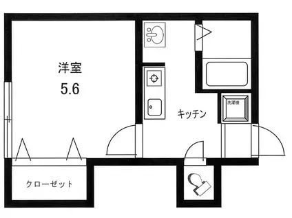 プラナスコートB棟(1K/2階)の間取り写真