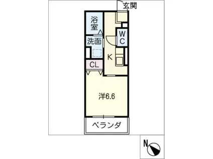 サンシャインヒルズ山之手(1K/2階)の間取り写真