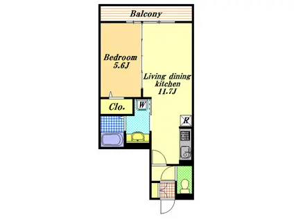 リバーサイドKEI(1LDK/1階)の間取り写真