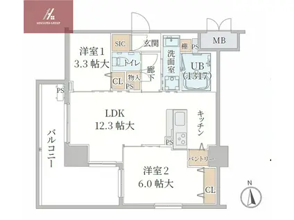 MORUAN RESIDENCE(2LDK/4階)の間取り写真
