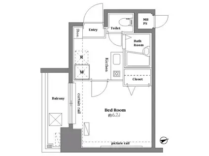 クレアシオン早稲田(1K/5階)の間取り写真