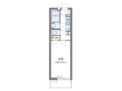 クレイノTハウス 弥生町(1K/2階)の間取り写真