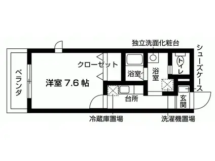 リバティーコート修学院(1K/2階)の間取り写真