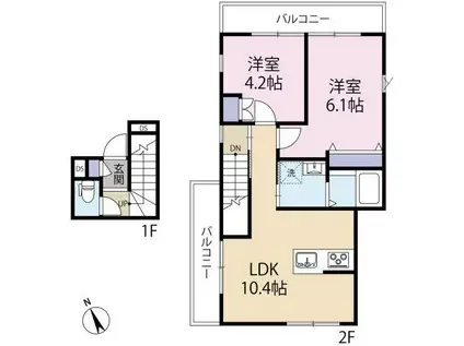 クレマチス大井(2LDK/3階)の間取り写真