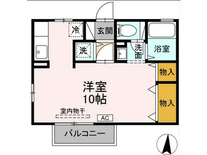 鹿児島県鹿屋市 2階建 築27年(ワンルーム/1階)の間取り写真