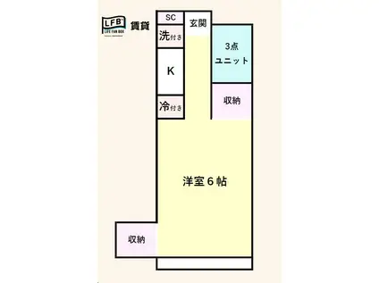 コーエイハイツII理科大前(1K/2階)の間取り写真
