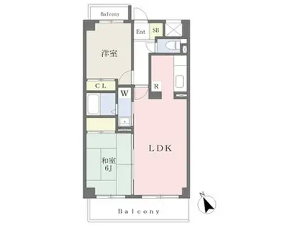 エストマール川名(2LDK/3階)の間取り写真