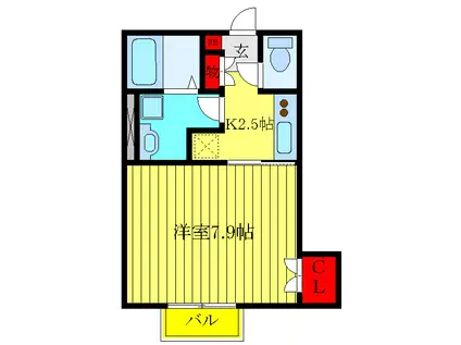 ルナフローラ(1K/1階)の間取り写真