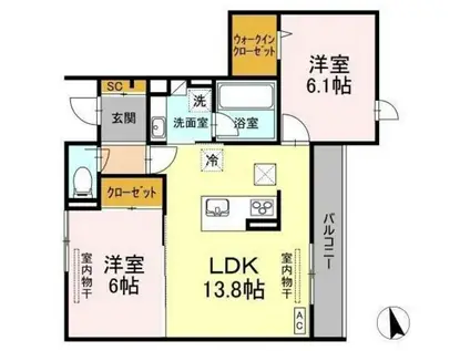 T-5FLAT(2LDK/1階)の間取り写真