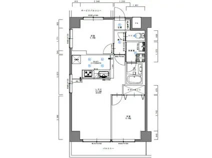 バイムフルス白金I(2LDK/8階)の間取り写真