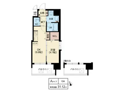 スプランディット天王寺III(1DK/13階)の間取り写真