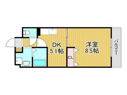 メゾンバイタルC(1DK/4階)の間取り写真