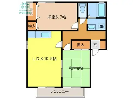 ロイヤルガーデン白岩C(2LDK/2階)の間取り写真