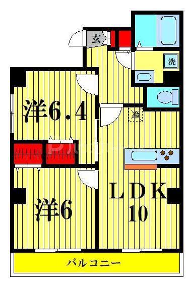 JUタワーフロントKINSHICHO(2LDK/11階)の間取り写真