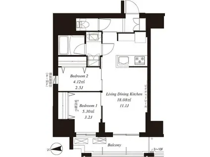 フレンシア御徒町(2LDK/4階)の間取り写真
