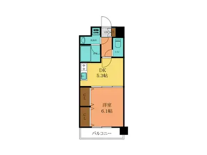 ニューシティアパートメンツ南小倉II(1DK/4階)の間取り写真