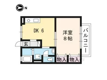ドミール賀茂(1DK/2階)の間取り写真