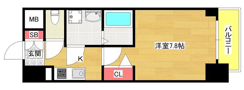レオンコンフォート大阪ドームシティ(1K/8階)の間取り写真