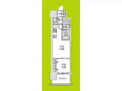 スプランディッド本町グラン(1LDK/6階)の間取り写真