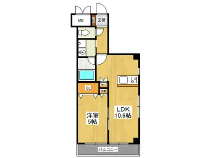 ピア南昭和(1LDK/3階)の間取り写真