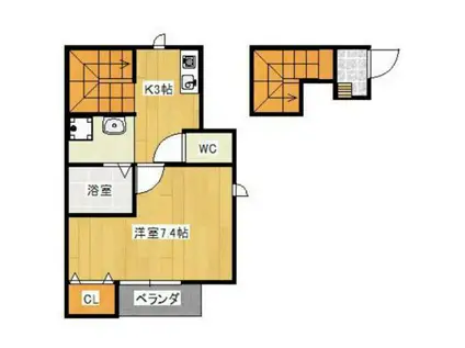 DERNIER(1K/2階)の間取り写真