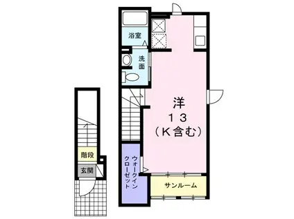 エクレール華(ワンルーム/2階)の間取り写真