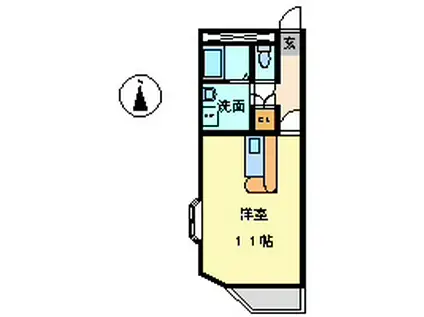 サンハイム平和(ワンルーム/2階)の間取り写真