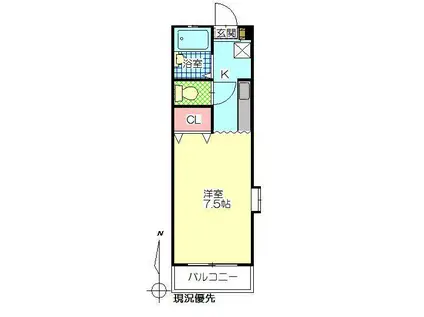 CASA・AGIO(1K/3階)の間取り写真